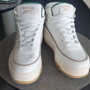 Reebok Platform Green/Gold White Leather HiTops